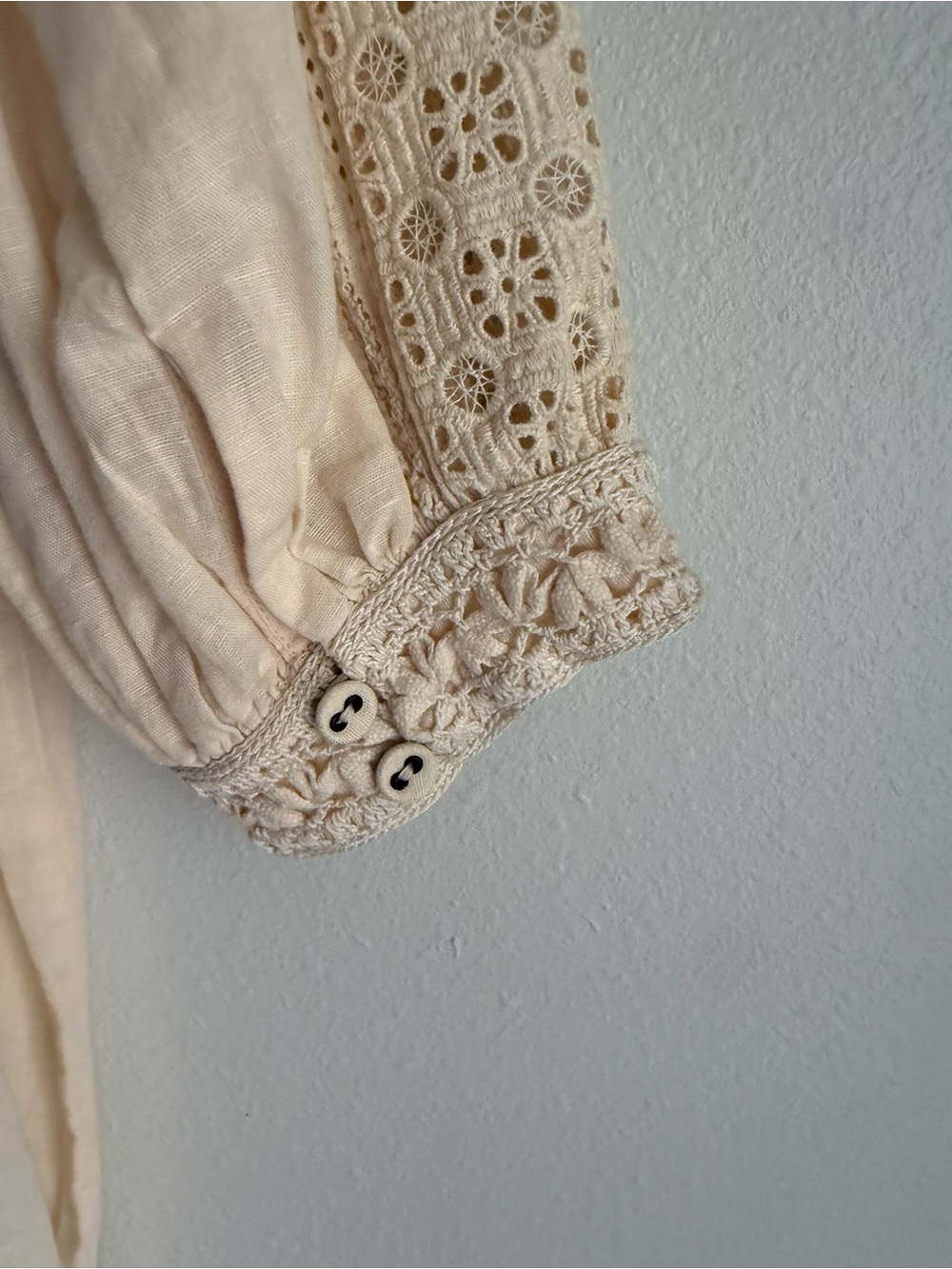 ULLA JOHNSON Romantic Lace-Detail Cream Women's Blouse NWT SZ 2 - Picture 7 of 7